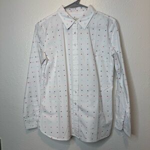 Talbots Perfect Shirt Classic Casual Button Up Multi Color Clip Dots Size XS P